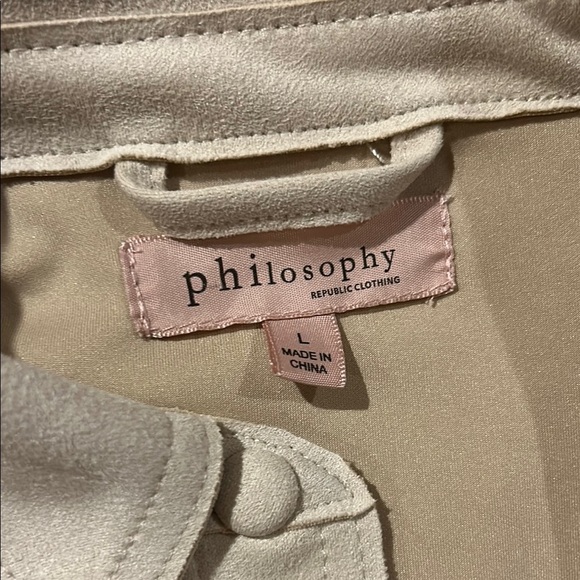 Philosophy Shacket Cream Button Down Shirt. Size Large. Pockets - Picture 7 of 14